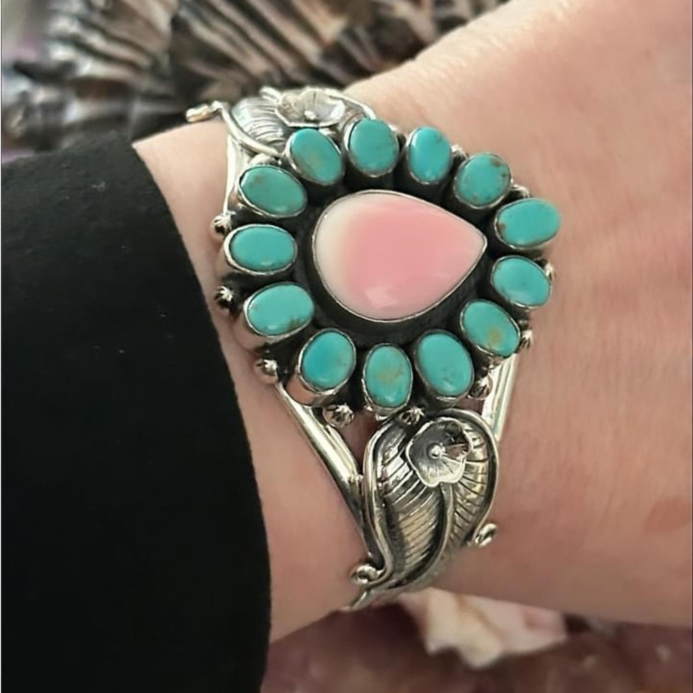 Kingman Turquoise Pink Conch Statement Southweste… - image 4